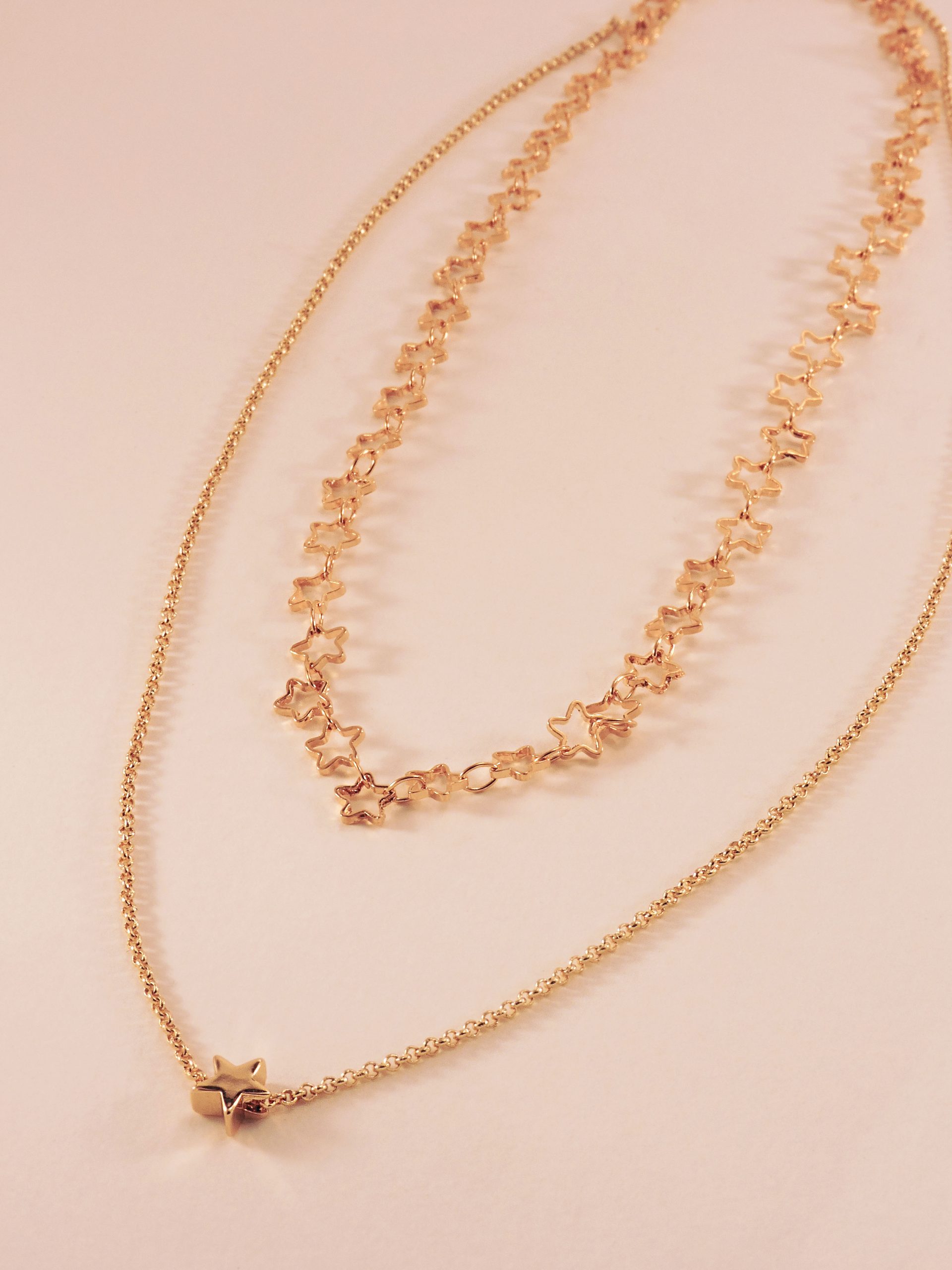 Collier double rang étoiles en acier inoxydable