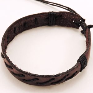 Bracelet en cuir et cordon pour homme marron et noir