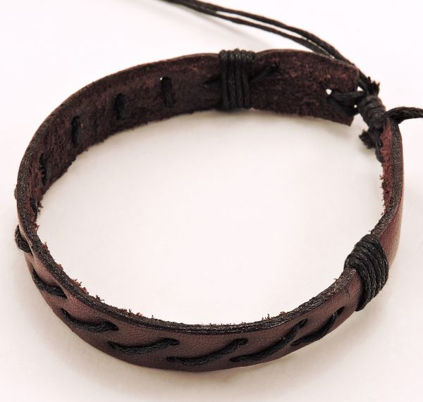 Bracelet en cuir et cordon pour homme marron et noir