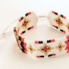 Bracelet réglable en perles blanches, rouges, noires et dorées