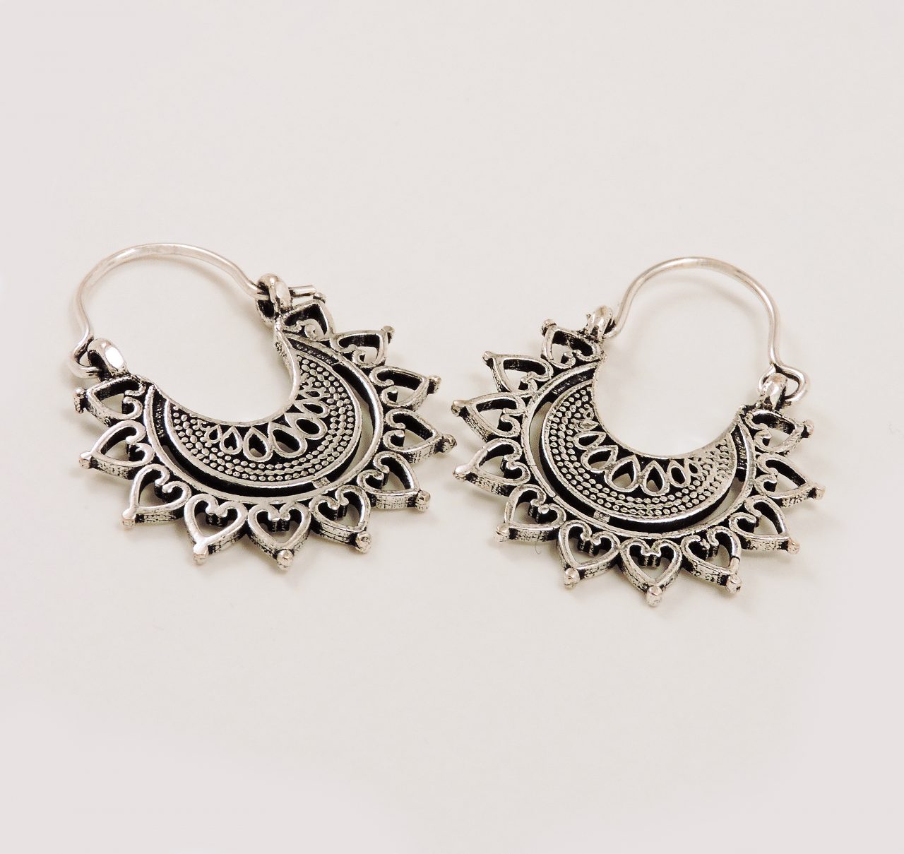 Boucles D'oreille Créoles Ethniques - Corne Noire - Style Tribal Artisanal - Neuf Avec étiquettes - Unisexe
