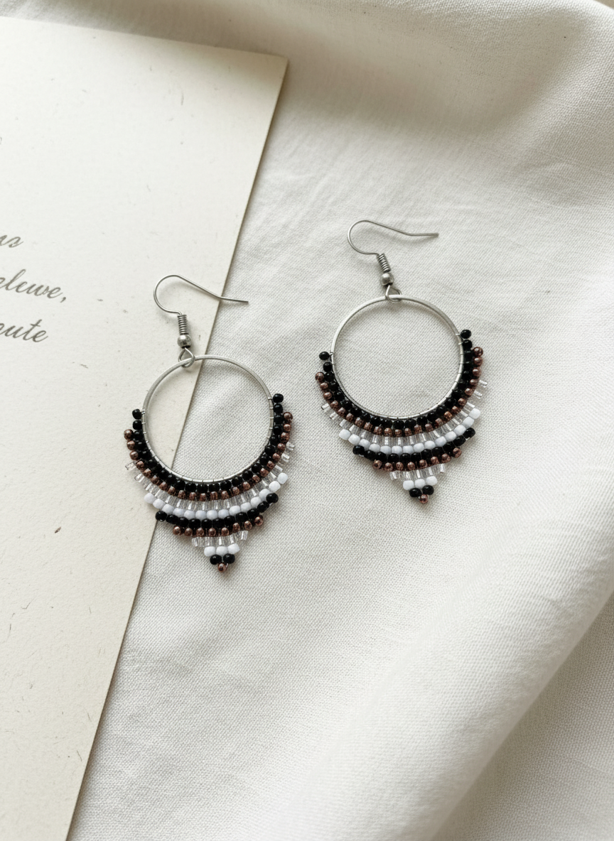 Boucles d'oreilles acier inoxydable et perles colorées