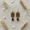 Boucles d'oreilles en laiton et oeil de tigre Boucles d'oreilles en laiton et oeil de tigre