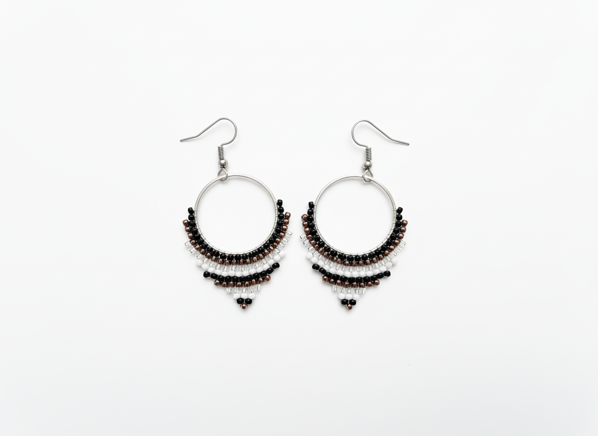 Boucles d'oreilles acier inoxydable et perles colorées