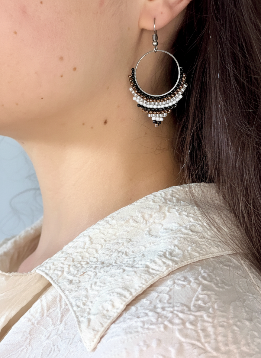 Boucles d'oreilles acier inoxydable et perles colorées